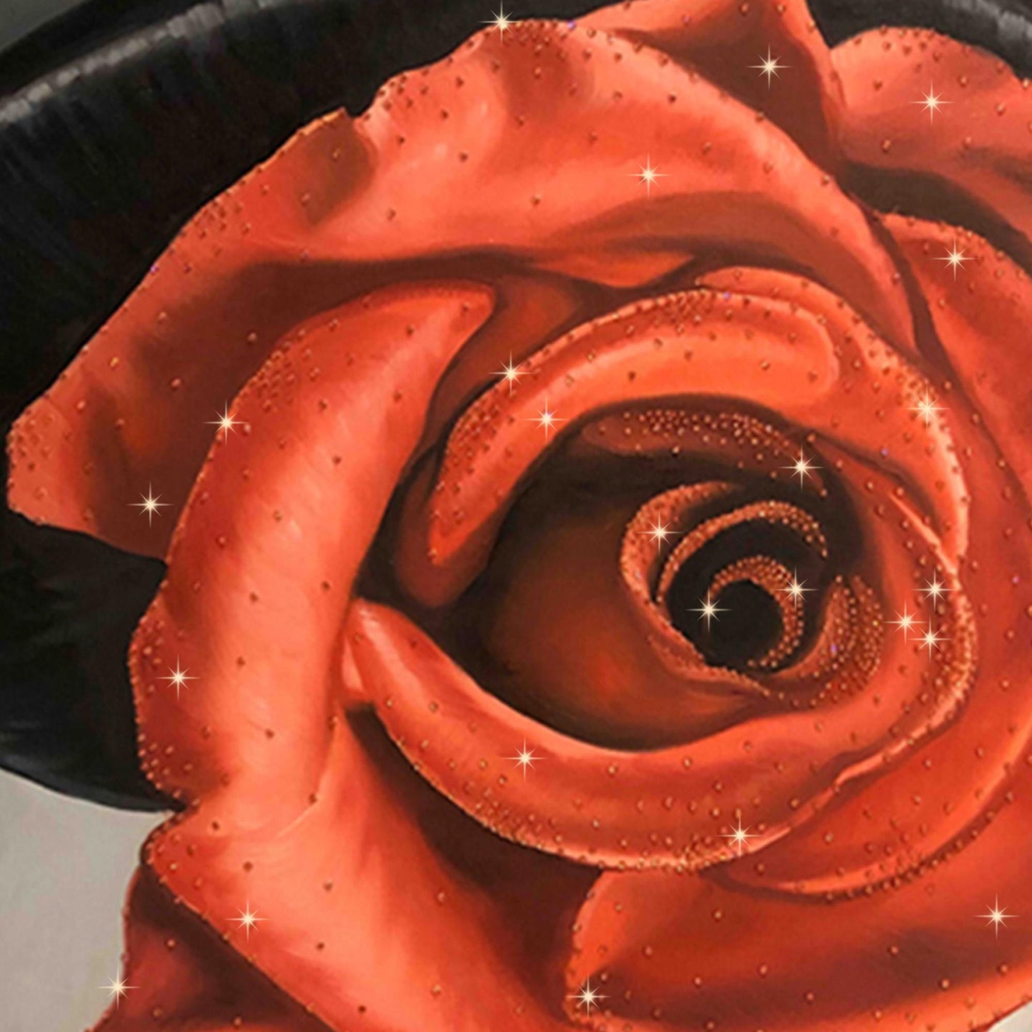 Portrait Wall Art Woman Face Canvas Arts Framed Painting Wall Decor Oil Painting Lady Art with Red Roses Handmade with Swarovski Crystals