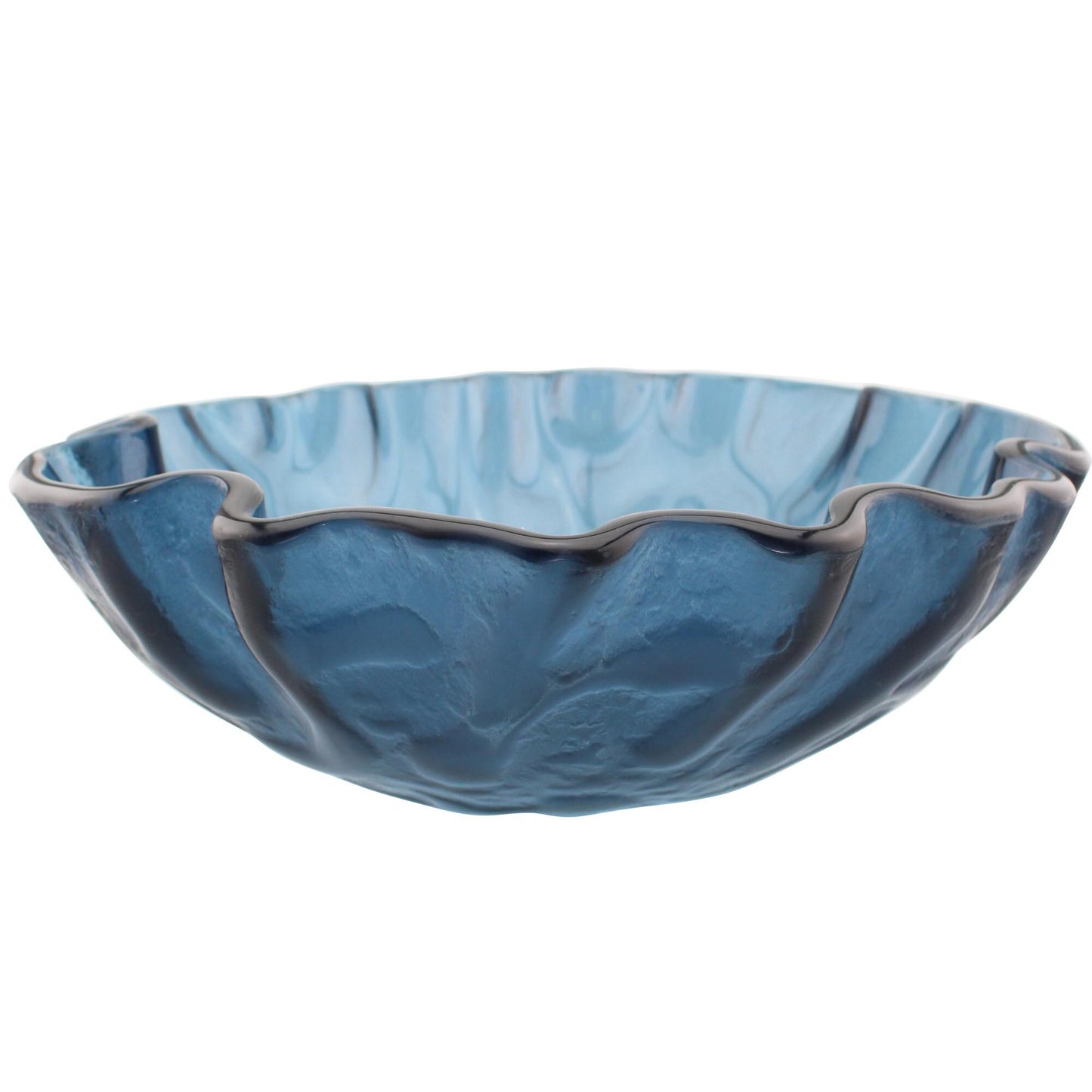 Modern Tempered Glass Vessel Sink Contemporary Artistic Irregular Shape in Blue Translucent Color Countertop Bathroom Sinks Round Basin Bowl