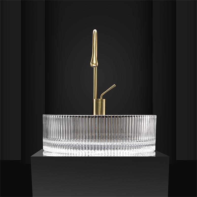 16" Modern Bathroom Glass Vessel Sink Cylinder Lavatory Vanity Countertop Round Shape Basin in Artistic Ice Streak Pattern Various Colors