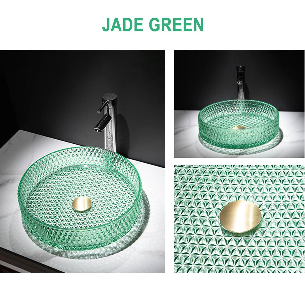 Luxury Bathroom Glass Vessel Sink Vanity Countertop Basin in Diamond-Shaped Pattern Artistic Lavatory Above Counter Bowl in Various Colors