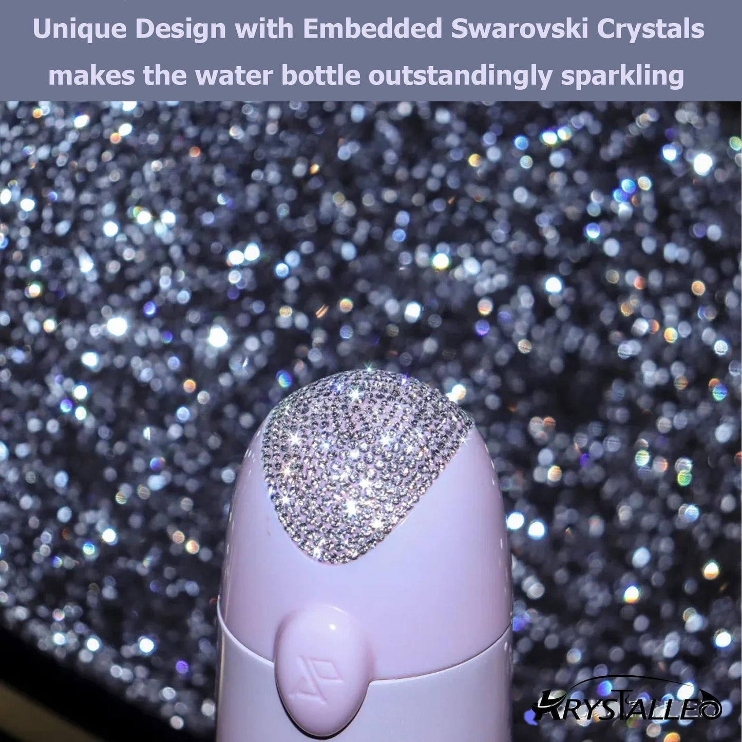 8oz Portable Light-weight Pink Water Bottle Ornamented with Swarovski Crystals Fit into Smaller or Medium Purses Great Gifting Ideas