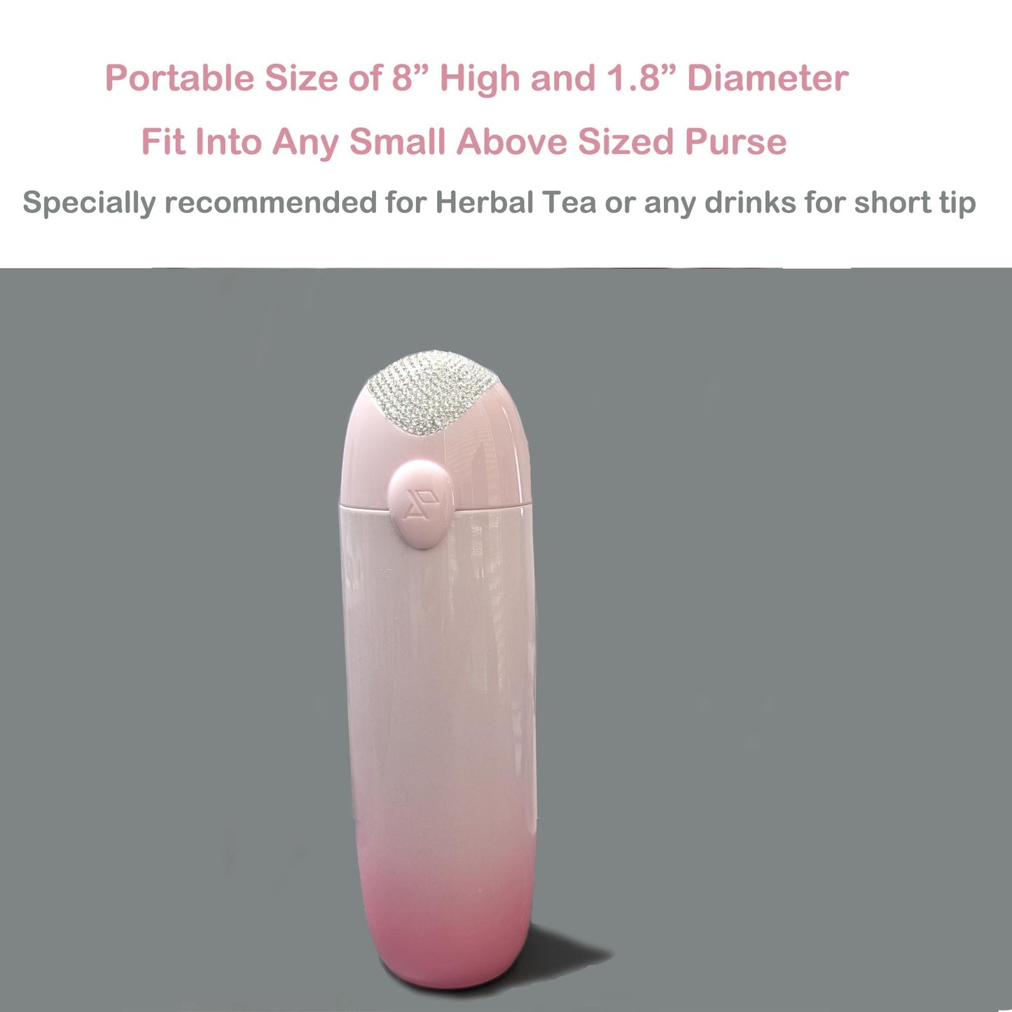 8oz Portable Light-weight Pink Water Bottle Ornamented with Swarovski Crystals Fit into Smaller or Medium Purses Great Gifting Ideas