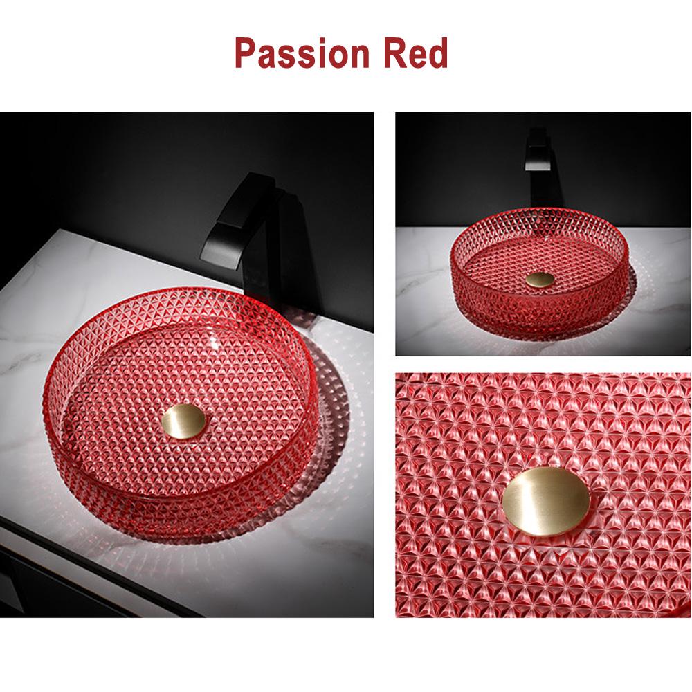 Luxury Bathroom Glass Vessel Sink Vanity Countertop Basin in Diamond-Shaped Pattern Artistic Lavatory Above Counter Bowl in Various Colors