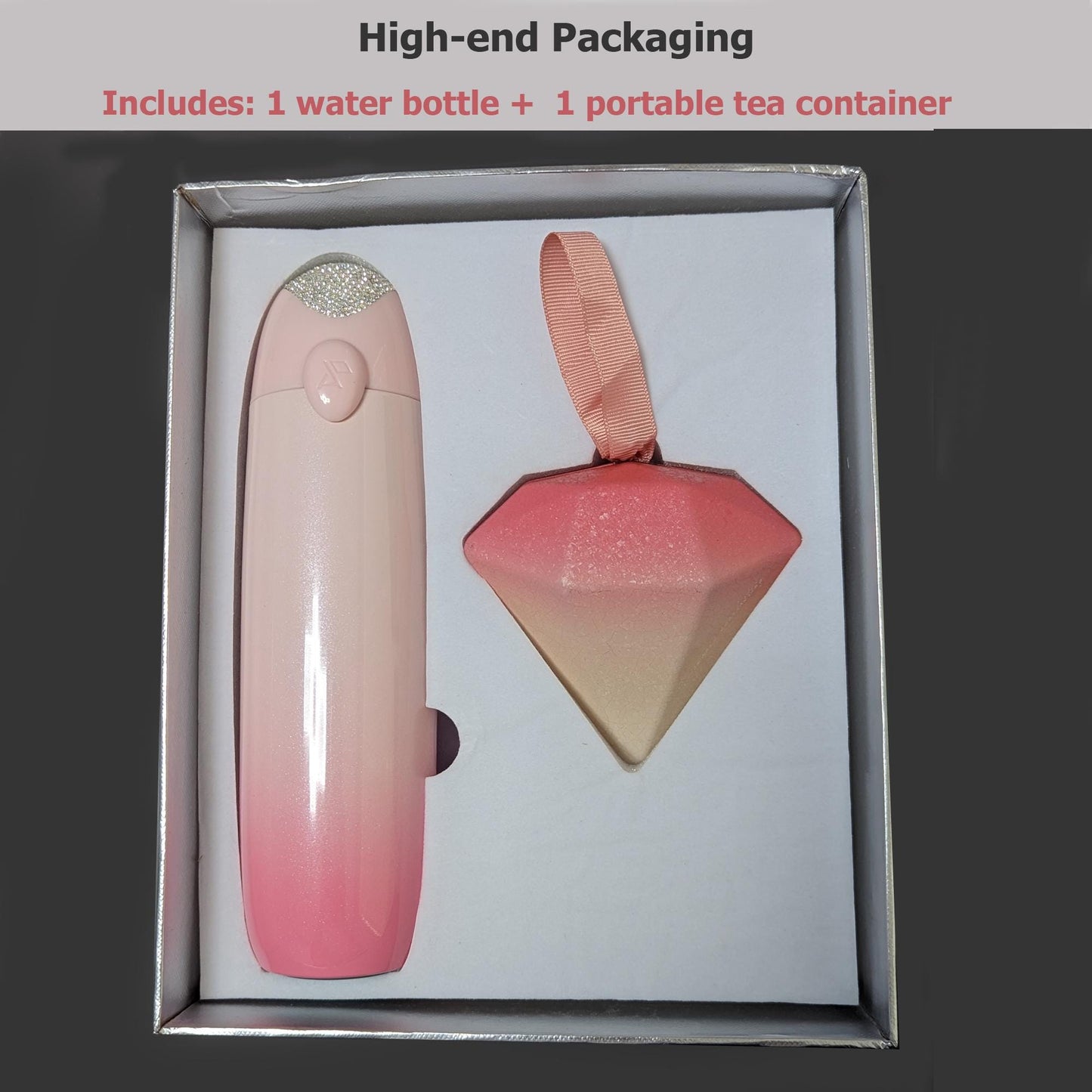 8oz Portable Light-weight Pink Water Bottle Ornamented with Swarovski Crystals Fit into Smaller or Medium Purses Great Gifting Ideas