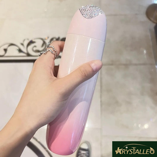 8oz Portable Light-weight Pink Water Bottle Ornamented with Swarovski Crystals Fit into Smaller or Medium Purses Great Gifting Ideas